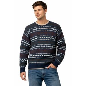 VTG 90s Bill Blass Mena 3D Knit Sweater M USA Cotton Ski Lodge Fair Isle Retro